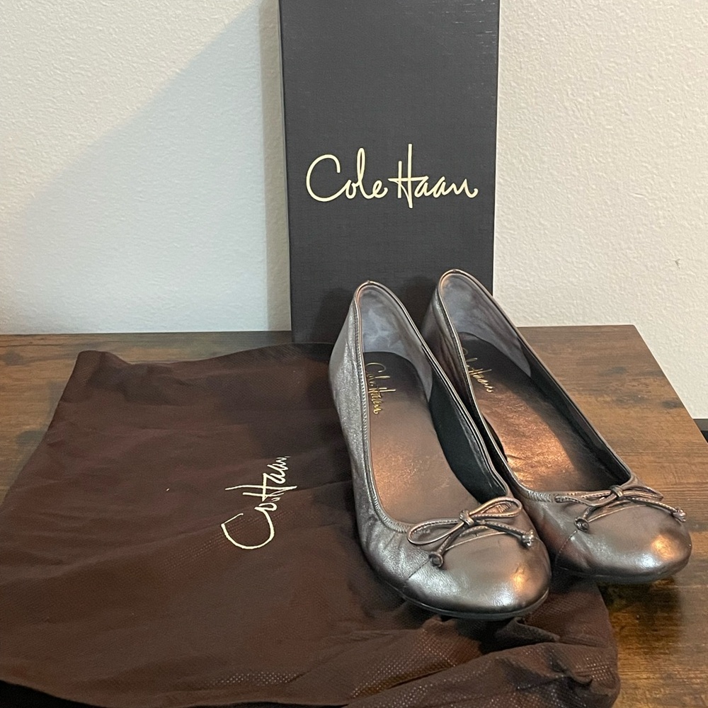 COLE HAAN Women's Air Tali Lace Wedge Dark Silver Mtl D34121‎ Wedges SZ 8.5